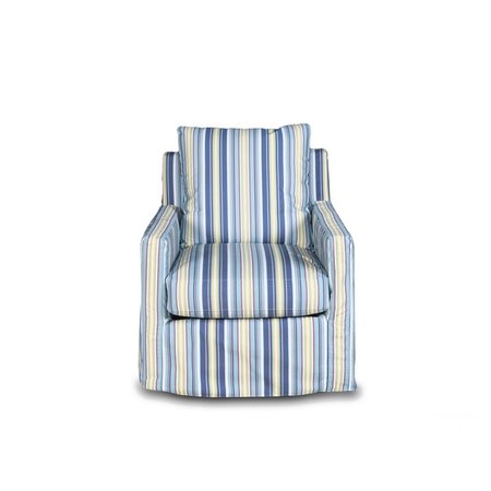 SUNSET TRADING Seaside Swivel Chair - Box Cushion &amp; Track Arm Beach Striped SU-159593-395245